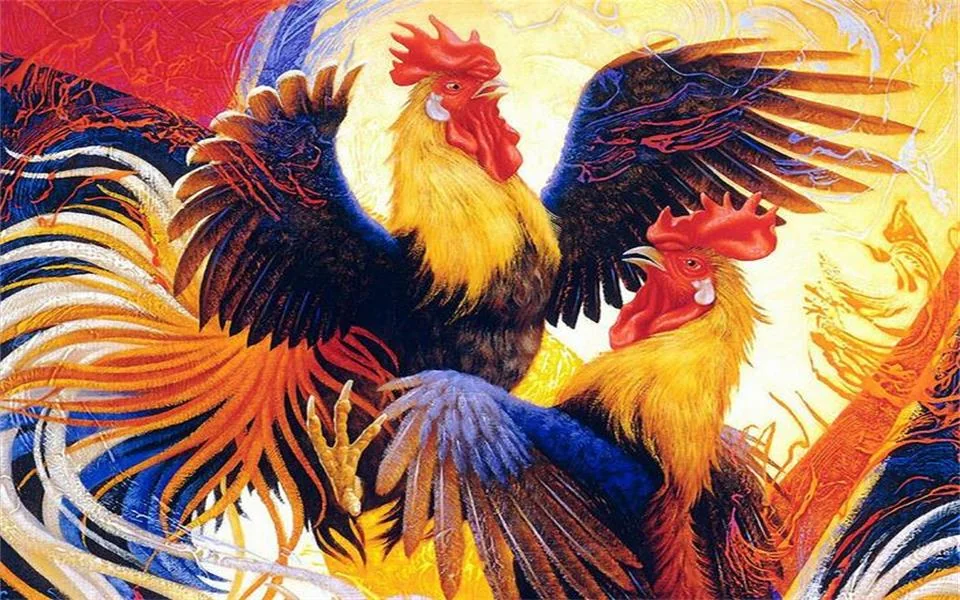 Ilustrasi permainan bertema pertandingan dengan karakter ayam jago